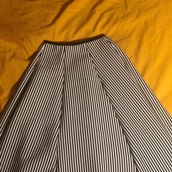 Pleated A-Line Stripped MIDI Skirt - Picture 2 of 7